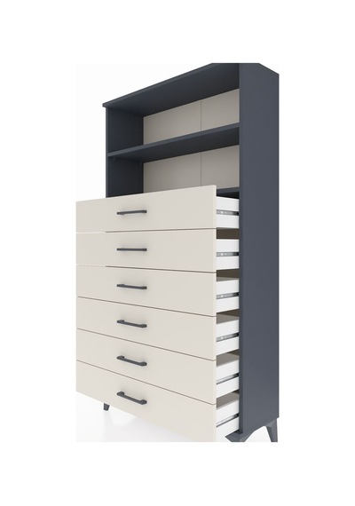 Arges Dolap 2 Raflı 6 Çekmeceli 88x30x163 Antrasit-aytaşı Antrasit