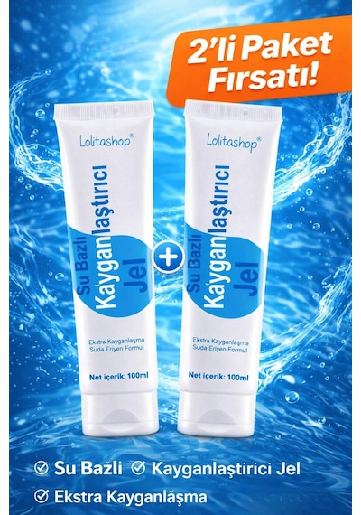 2'li Fırsat Paketi Su Bazlı Aromasız Kokusuz 200 Ml Ekstra Kayganlaştırıcı Jel Seti