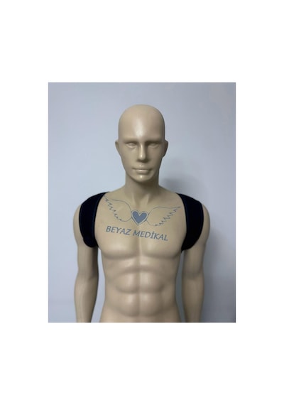 Beyaz Medikal Yeni Nesil Dik Duruş Korsesi Kamburluk Önleyici Korse Unisex Siyah Siyah