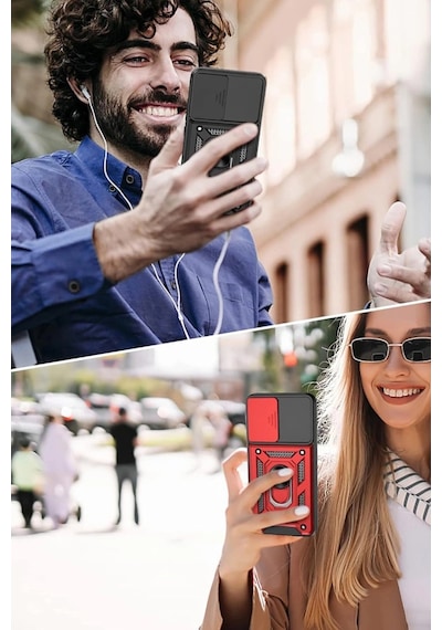 Samsung  Galaxy Uyumlu   S22 Kılıf  Pars Lens Yüzüklü Silikon - Yeşil