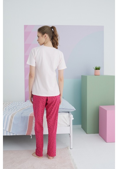 Siyah İnci Pamuklu Örme Pijama Takım 24113100 Çok Renkli