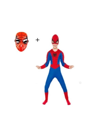 Sedirli Spiderman Kostümü Örümcek Adam Kostüm 2 Maskeli Çok Renkli