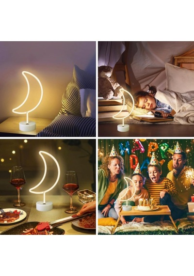 Ay Neon Led Lamba Dekoratif Gece Lambası Neon Işık Ev Ve Oda Aydınlatması 320-2 Sarı