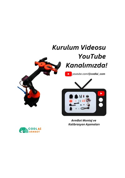 Codlaı Armbot Eco 3d Baskılı Programlanabilir Robotik Kol Seti - Ekonomik Mekanik Stem Kiti