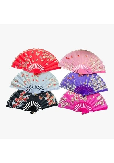 Plastik Kumaş Yelpaze 12 Adet Karışık Renk 12813939