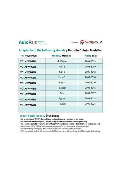 Skoda, Audi, Volkswagen İçin Döşeme Klipsi- 100 Adet