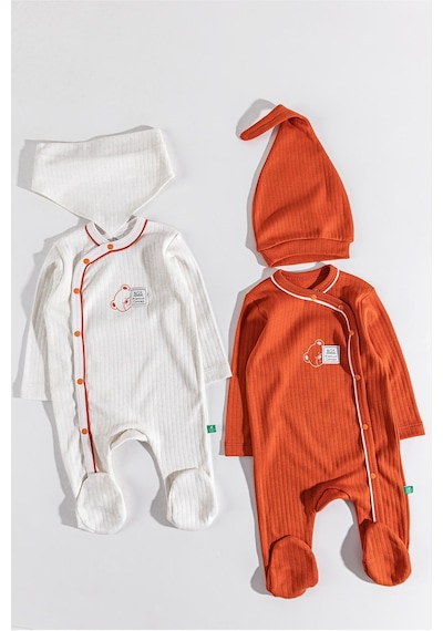 Babymod Ayıcık Baskılı 2'li Uzun Kollu Kız/erkek Bebek Tulum Takım 001