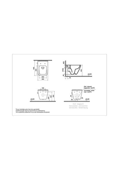 7082b003-7209 VitrA Integra Square Rim-ex Kanalsız Asma Klozet, Gizli Montaj Ve Entegre Ara Musluklu