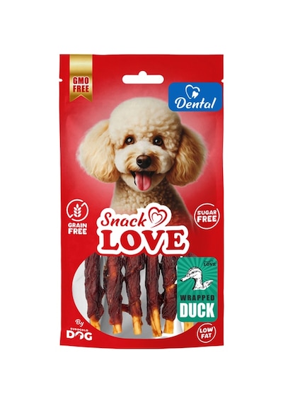 Snack - 210 - Love Köpek Ödülü Dental Ve Eğitim Burgulu Çubuk Üzerine Sarılı Ördek Eti 10 Cm - Spt-gld - 70 Gr
