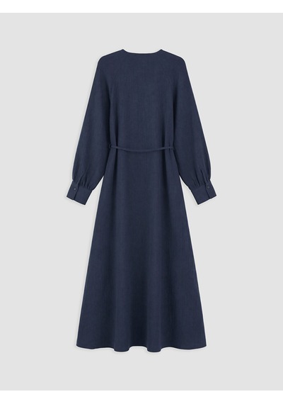 Lcw Modest Lacivert Bisiklet Yaka Müslin Elbise