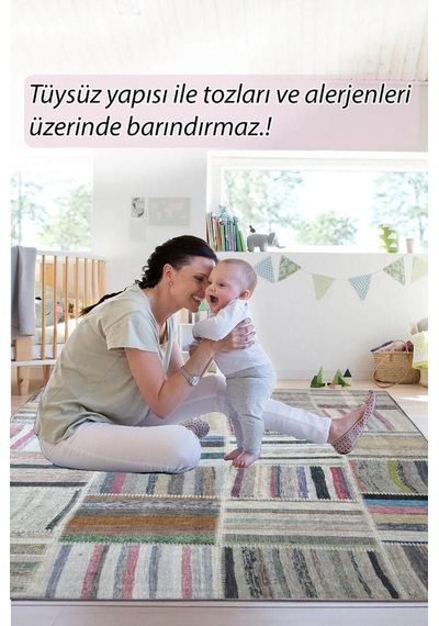 Patchwork Desenli Şönil Dokuma Taban Dekoratif Halı Kilim Yolluk Dijital Baskı Halı Yıkanabilir