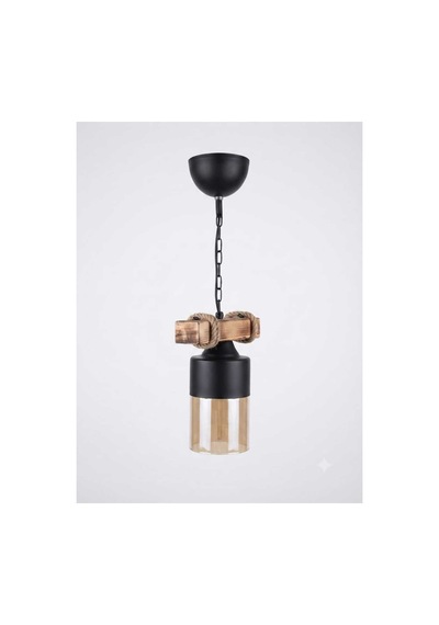 H-acraft Otantik Ahşap 1'li Model Avize Siyah