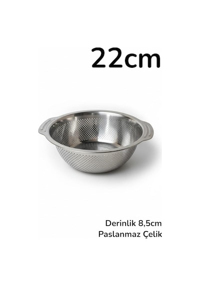 4 Lü Paslanmaz Çelik Süzgeç, Kevgir 22/24/28/30cm Gri