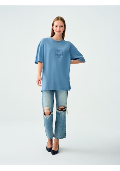 Straight Regular Fit Kadın Pantolon Denim