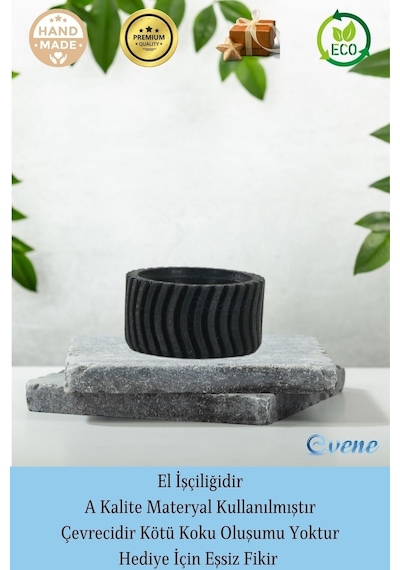 Eskitme Mumluk Şamdan 3 Adet Tealight Uyumlu Üçlü Tekerlek Model - Siyah