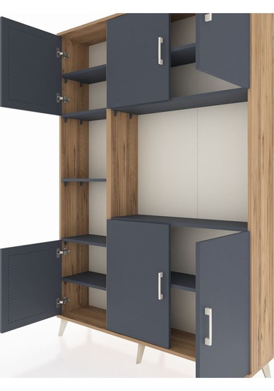 Arges Dolap 9 Raflı 6 Kapaklı 132x30x195 Çam-antrasit/antrasit Çam