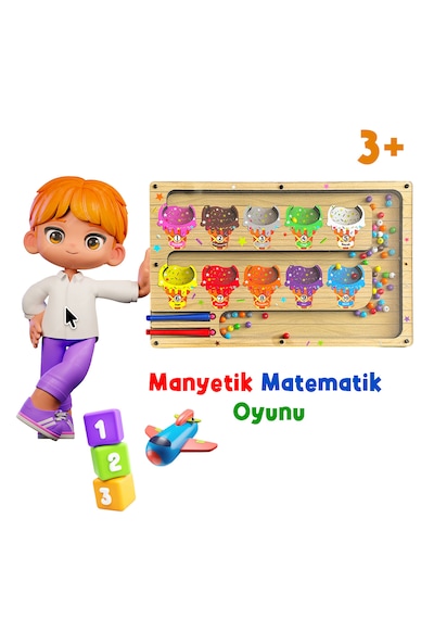Tineke Manyetik Eğitici Renkli Sayma Eşleştirme Labirenti Eğitim Oyuncağı Ahşap Montessori Oyunu Dondurma