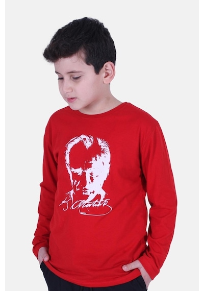 Fyk Kids Atatürk Imza Baskılı Unisex Çocuk Sweatshirt Kırmızı