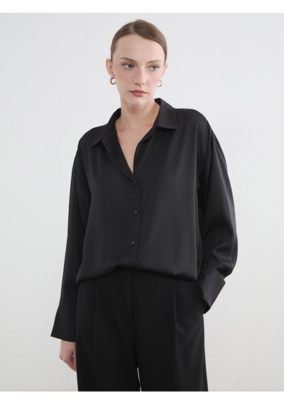 Lcw Studıo Siyah Regular Fit Kadın Gömlek
