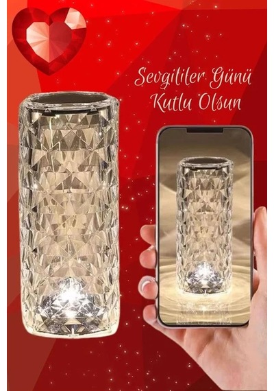 Sevgililer Gününe Özel Romantik Kristal Gece Lambası Sevgiliye Hediye Antrasit Melanj