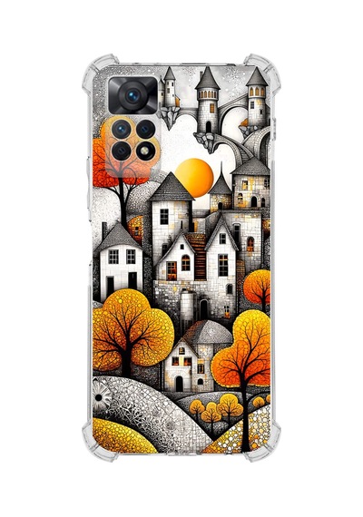 Printify Redmi Note 11 İle Uyumlu Düşlerin Dansı Serisi Göçebe Şatolar Tasarımlı Uv Baskılı Köşe Korumalı Antişok Kılıf Şeffaf