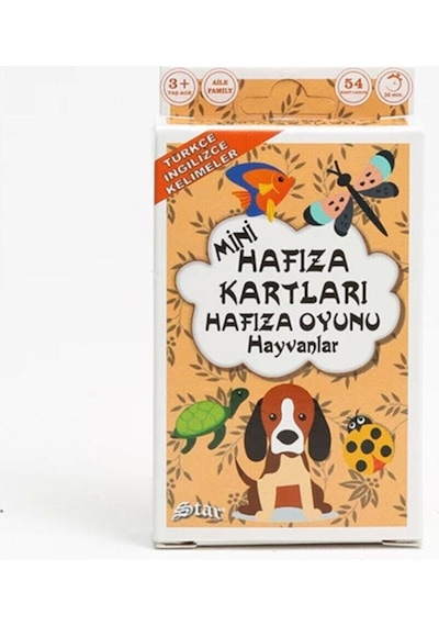 Mini Hafıza Oyun Kartı Seti 3'lu Ingilizce Türkçe Kelimeler
