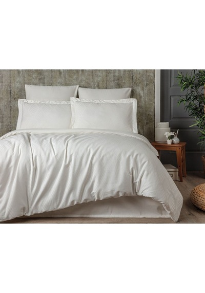 Tivoli %100 Pamuk Jakarlı & Saten Çift Kişilik Nevresim Takımı - Krem - 200x220 Cm Krem
