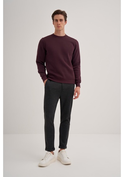 Cazador 56150 Erkek Bisiklet Yaka Sweatshirt Vişne
