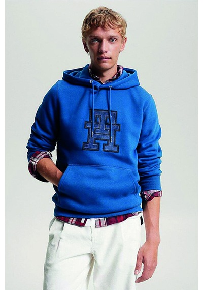 Tommy Hilfiger Logo Baskılı Kanguru Cepli Sweat Lacivert