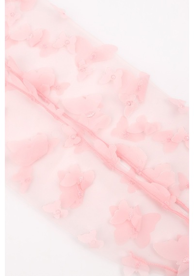 Le Mabelle Pembe Kelebek Aplikeli Kız Çocuk Tül Çorap Pembe