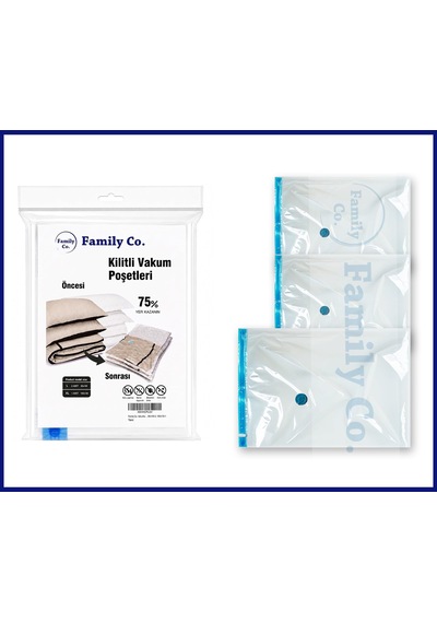 Family Co. Vakumlu Hurç Poşet Setleri 3 Parça 80x100-2, 100x130-1 Diğer