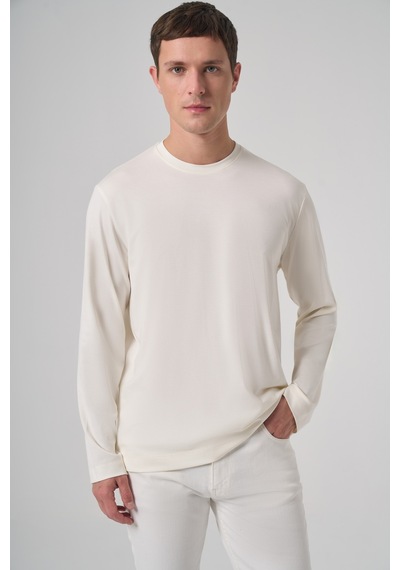 Morven Erkek Ekru Trend Bisiklet Yaka Rayon Sweatshirt 26ks063005454 Ekru