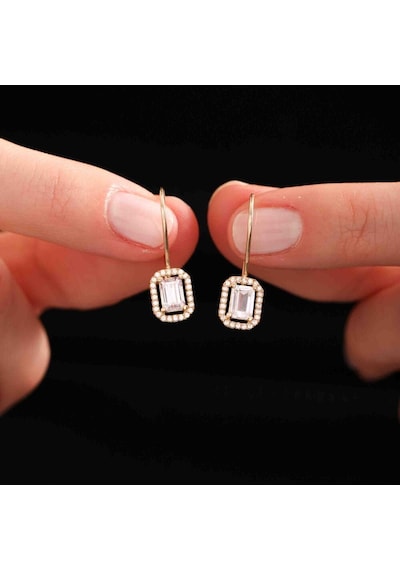 Sembol Gold 14 Ayar Sarı Altın Sallantılı Baget Küpe
