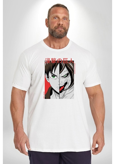 Angemiel Anime Titan Saldırısı Beyaz Büyük Beden Kadın Erkek Ünisex Basic Ön Baskılı Tişört Beyaz