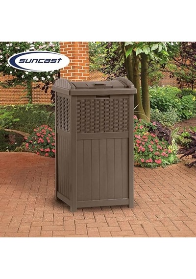 Ghw1732 Dış Mekan Plastik 125 Litre Hasır Çöp Kutusu, Kahverengi 10l Siyah