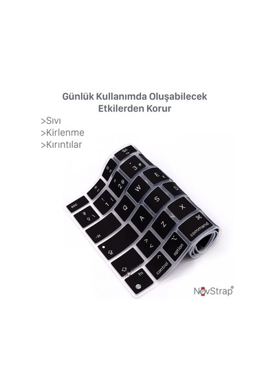 Novstrap Apple Uyumlu Macbook Neo 13 İnç A18 Çip A3404 İle Türkçe Q Klavye Koruyucu Siyah Kılıf Siyah