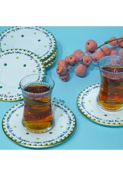 Mon Amour Porselen 6'lı Çay Tabağı Çok Renkli