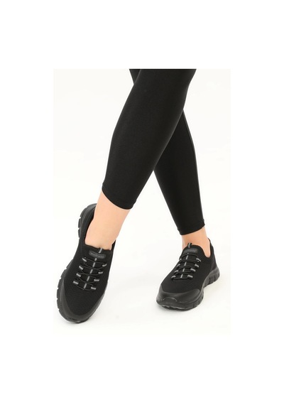 Walkway Flexible Siyah-siyah Unisex Bağcıksız Yürüyüş Ayakkabı 001