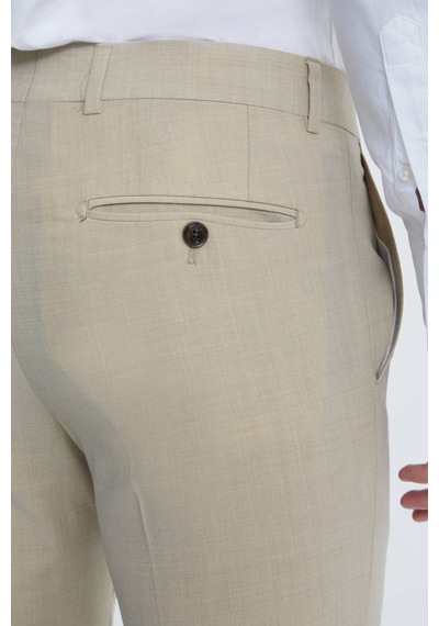 Ysf Erkek Bej Slim Fit Sivri Yaka Takım Elbise Bej