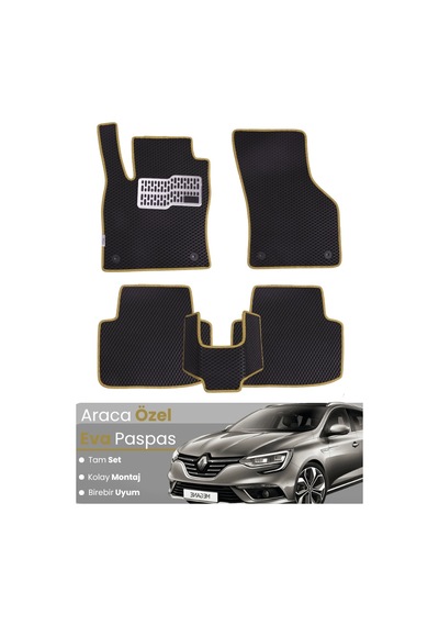 Renault Megane 4 Hatchback 2016-2025 Uyumlu Eva Paspas Tam Set Araca Özel Tasarım,kolay Montaj 709