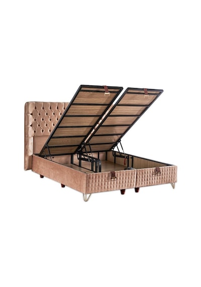 Elegance Lüks Baza Ve Başlık Seti 90x190 Cm Tek Kişilik Krem Babyface Kumaş Baza Ve Başlık Takımı