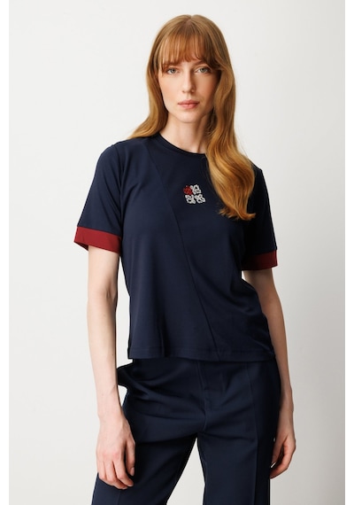 On Kadın Önü Taşlı Sıfır Yaka Bluz 61331 Laci-bordo Laci-bordo