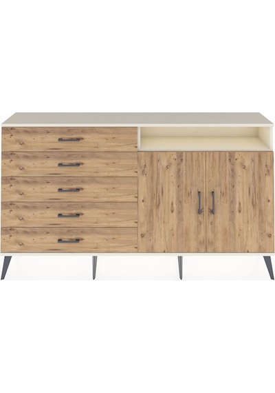 Arges Konsol 2 Raflı 5 Çekmeceli 2 Kapaklı 176x30x99 Aytaşı-çam Aytaşı-çam