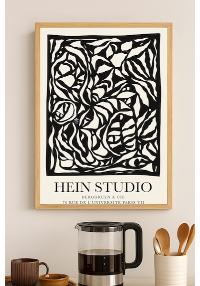 Hein Studio Doğal Ahşap Çerçeveli Poster, Dekoratif Sanatsal Duvar Tablosu