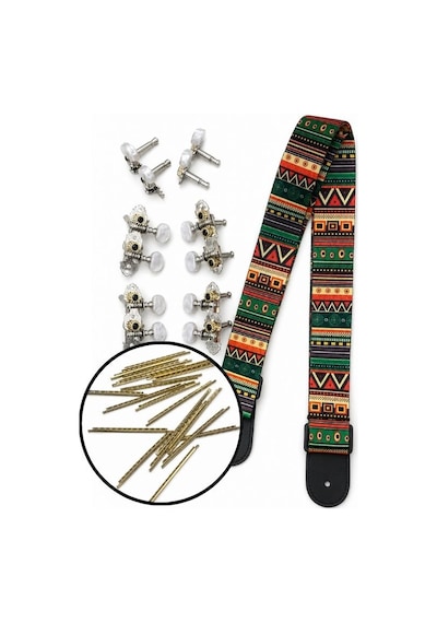 Gitar Yedek Parça Seti - Gitar Askılığı - Fret - Alt Eşik - Üst Eşik - 6 Adet Akort Burgu