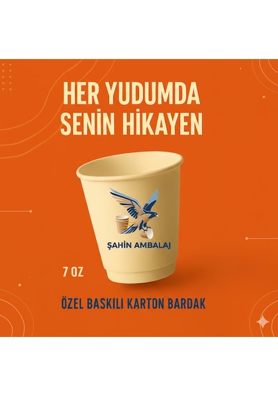 Karton Bardak 7 Oz Kağıt Bardak Özel Baskılı Logolu 3000 Adet
