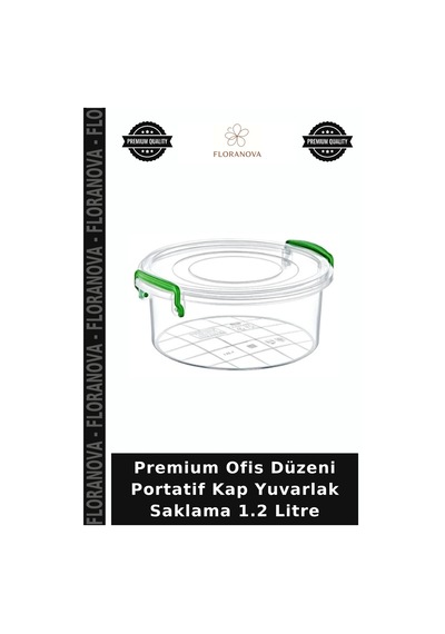 Premium Ofis Düzeni Portatif Kap Yuvarlak Saklama 1.2 Litre Çok Renkli