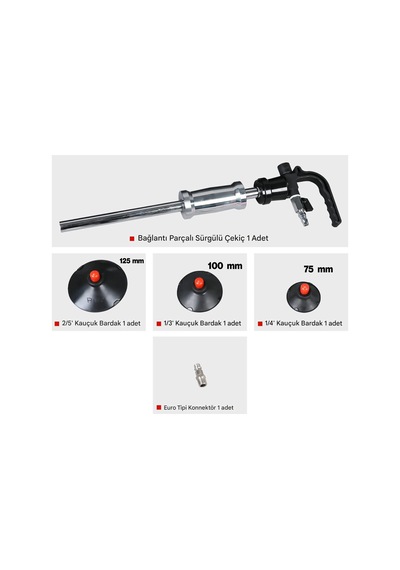 Havalı Boyasız Kaporta Göçük Düzeltme Vantuz 1/4 3 Çeşit Hava Çektirme Pnömatik Vakum 75-100-125 Mm