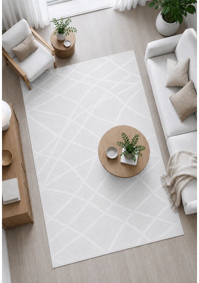 Modern Sisal 8002 Beyaz Leke Tutmayan Kaymaz Taban Salon Mutfak Koridor Balkon Halısı