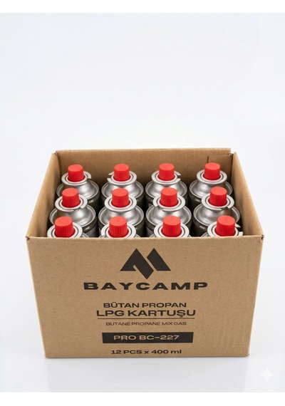 Baycamp 227gr 400 Ml Butan Propan Lpg Kartuş 12 Li Paket Çok Renkli